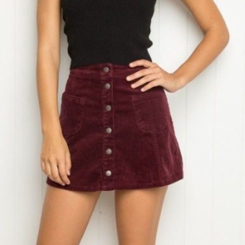 Brandy Melville Maroon Velvet Skirt